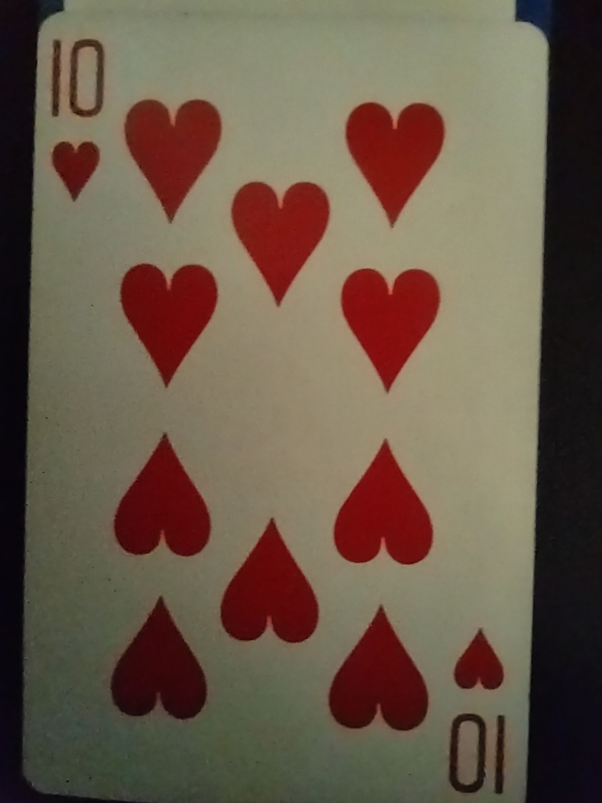 10 of hearts. From a standard Bicycle deck.