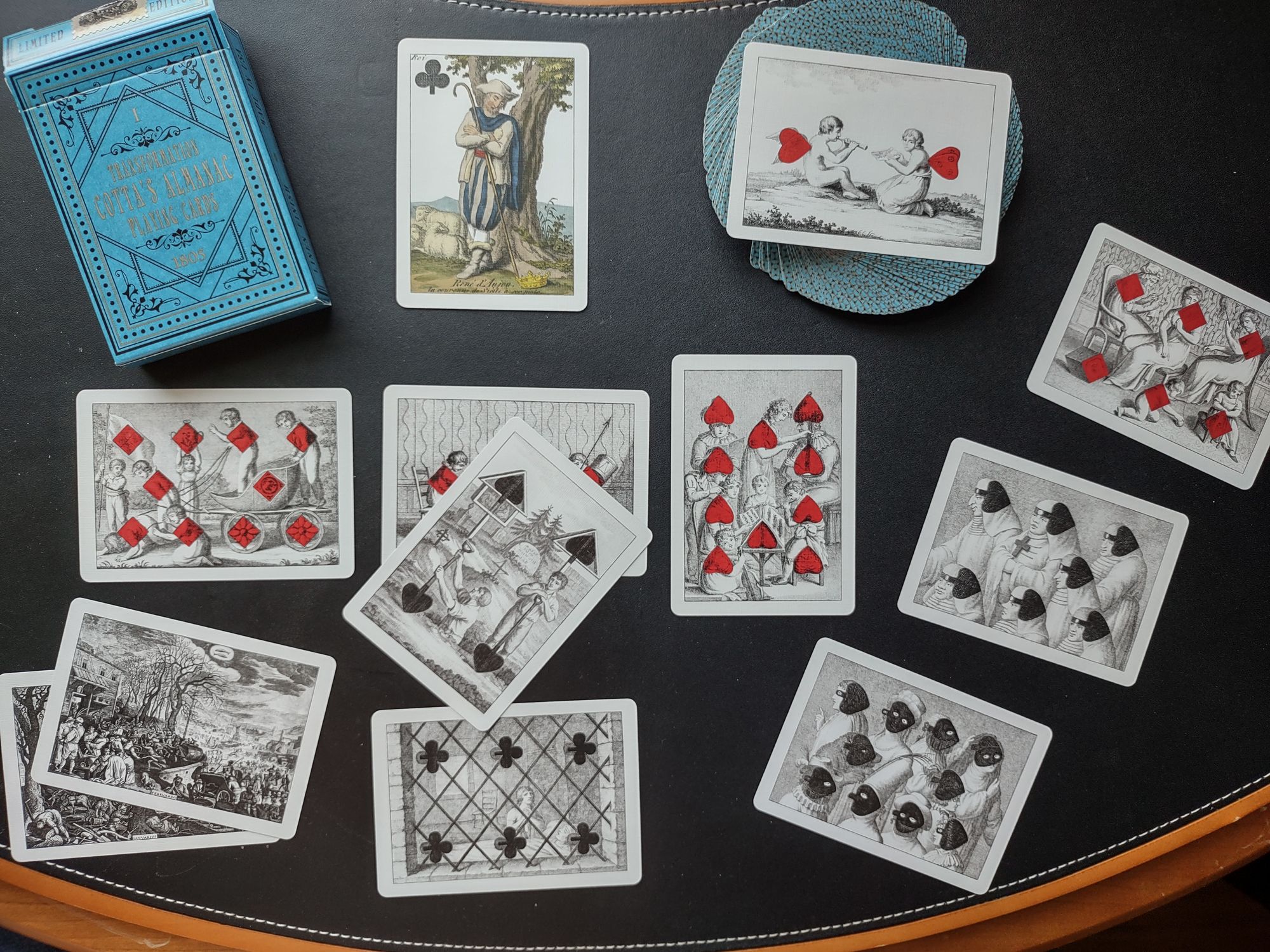 2 of hearts. From the Cotta's Almanac reproduction deck.